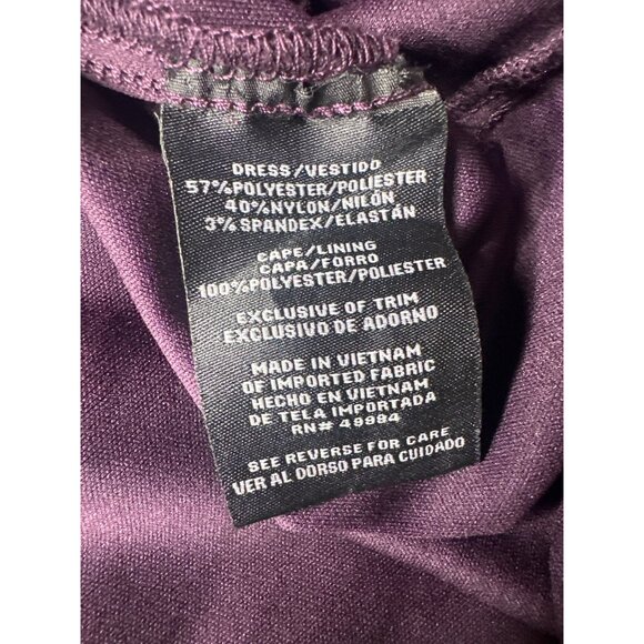 Purple Plum Lace & Sequin Long Dress Gown w/ Sheer Capelet R&M Richards Size 8 - Picture 8 of 12